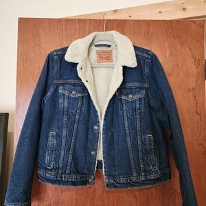 Levi's Blue Denim Sherpa Jacket Womans XL